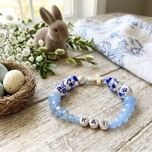 ✨ MADE TO ORDER | Personalized Grandma Bracelet | Blue & White Chinoiserie